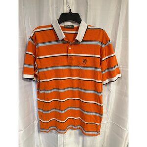 Tonino Lamborghini Orange Striped Polo Shirt XL Mens 100% Cotton Casual Shirt Wi